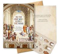 AIROW Teacher Appreciation Greeting Card - Thank You Card for Mentor, Educator, Professor - Renaissance Art Philosophy Theme, Standard A5 Size, Double-Sided Print, Includes Envelope and Sticker Sheet