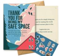AIROW Thank You Greeting Card for Best Friend - Warm Empathetic Friendship Gratitude Card, Standard A5 Size, Double-Sided Print, Original Art Illustration, Includes Kraft Envelope and Sticker Sheet