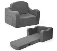 Airpanda Kids Sofa Chair, 2-in-1 Kids Couch, Fold Out Foam Sofa, Grey | Convertible Kids Sofa for Reading and Playing, Soft Foam Support, Corduroy Fabric, Removable Washable Cover