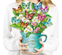 Airpark 3D Pop Up Cards, Daisies and Butterflies, Eternal Flower Bouquet 12 Inch with Blank Card and Envelope for Birthday Holiday Decorations