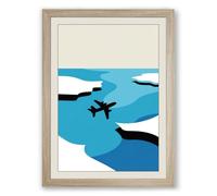 Airplane Above Clouds Modern Framed Wall Art Print A3 (42×29.7cm) Oak, Wall Decor for Living Room, Bedroom, Office & Home, Ready to Hang, Art Gift