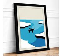 Airplane Above Clouds Modern Framed Wall Art Print A4 (29.7×21cm) Black, Wall Decor for Living Room, Bedroom, Office & Home, Ready to Hang, Art Gift