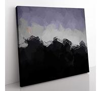 Airplane Above the Mountain in Abstract Modern Canvas Wall Art Print Ready to Hang, Framed Picture for Living Room Bedroom Home Office Décor, 50x50 cm (20x20 Inch)