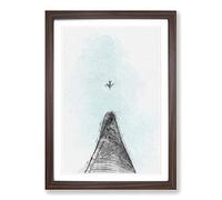Airplane Above The World in Abstract Framed Print | A2 Walnut Framed Wall Art | Ready to Hang | Abstract Map Picture | Living Room Bedroom Lounge Office