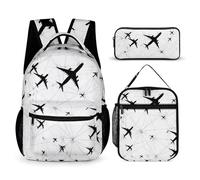 Airplane Airlines Backpack Lunch Bag Pencil Case Set Large Capacity Travel Bag 3-Piece