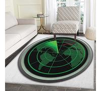 Airplane Area Rug Carpet Military Radar Screen Global Defense Danger Detecter Scanner Signal System Print Customize Door mats for Home Mat 2'x3' Green Black