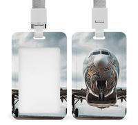 Airplane Art Badge Holder Vertical Id Card Holder with Lanyard Heavy Duty Name Tag Holders Waterproof Work Badge Holder for Office Cruise Teacher Cute Badge Protector