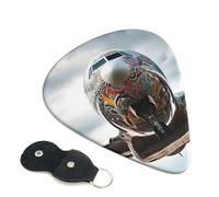 Airplane Art Guitar Picks 6 Pcs, 0.46mm Thickness Celluloid Plectrum with Leather Picks Holder, Personalized Guitar Pick for Bass Electric Acoustic Guitars Lovers Gift