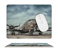 Airplane Art Mouse Pad, 10 X 8 Inch PU Leather Mousepad with Smooth Surface, Square Waterproof Mouse Mat Non-Slip Ultra Thin Desk Pad for Gaming, Office & Home