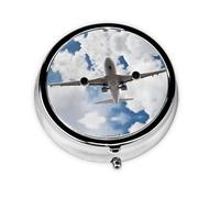 Airplane Art Print Pill Box for Pocket Round Pill Box 3 Compartment Decorative Portable Travel Pill Holder Tablet Vitamin Organizer Mini Pill Case(2pcs)