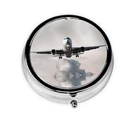 Airplane Art Print Pill Box for Pocket Round Pill Box 3 Compartment Decorative Portable Travel Pill Holder Tablet Vitamin Organizer Mini Pill Case(2pcs)