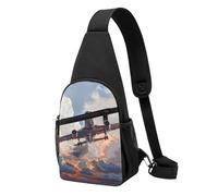Airplane Art Printed Chest Bag Sling Bag for Men Women, Outdoor Crossbody Fanny Packs Hiking Chest Packs Sport Daypacks