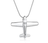 Airplane Ashes Necklace Aircraft Cremation Urn Necklace for Ashes Pendant Stainless Steel Keepsake Memorial Jewelry for Women Men, Metal, not known,