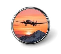 Airplane at Sunset Button Pins - Personalized Round Badges for Women Men Custom Photo Buttons for Backpack Cloth Decoration Souvenir Gifts, Metal Badge Brooch Party Costume Accessory
