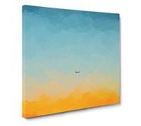 Airplane at Sunset Canvas Print | Gallery Wrapped 30mm Frame Wall Art | 20x20 inches | Ready to Hang | Abstract Landscape Picture | Living Room Bedroom Lounge Office