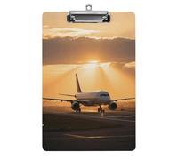 Airplane at Sunset Clipboard 8.5×12.5 Inch Acrylic Clip Board with Metal Clip A4 Letter Size Decorative Clipboard Cute Hanging Clipboards for Office, Teacher, Nurse, Doctor,