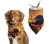 Airplane at Sunset Dog Bandana Washable & Adjustable Triangle Scarf, Breathable Pet Scarf for Small Medium Large Pets, Cute Fashion Pet Accessory