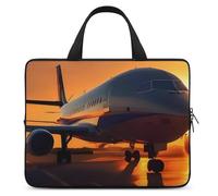 Airplane at Sunset Laptop Sleeve Ultra-Thin, Lightweight & Waterproof 10inch Laptop Bags, Durable Neoprene Material, Portable Protective Computer Bag with Hand Strap
