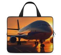 Airplane at Sunset Laptop Sleeve Ultra-Thin, Lightweight & Waterproof 12inch Laptop Bags, Durable Neoprene Material, Portable Protective Computer Bag with Hand Strap
