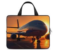 Airplane at Sunset Laptop Sleeve Ultra-Thin, Lightweight & Waterproof 13inch Laptop Bags, Durable Neoprene Material, Portable Protective Computer Bag with Hand Strap