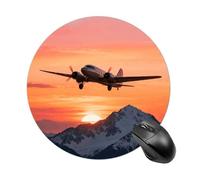 Airplane at Sunset Mouse Pad Round Laptop Mouse Mat Cute Computer Mousepad Keyboard Pad Non-Slip Desk Pads for Gaming Office Work Home