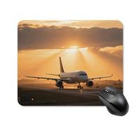Airplane at Sunset Mouse Pad Square Laptop Mouse Mat Cute Computer Mousepad Keyboard Pad Non-Slip Desk Pads for Gaming Office Work Home 20 * 25cm