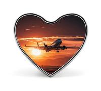 Airplane at Sunset Native American Tribes Lapel Pin - Heart Shape Brooch Pins for Men & Women Suit Accessories, 1" Lightweight Enamel Lapel Pins Buttons for Backpacks, Hats, Bags, Lanyards