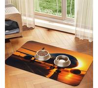 airplane at sunset print Cats Pet Bowl Placemat Pet Feeding Mats for Dogs, Non-Slip PU Leather Tablecloth for Pets