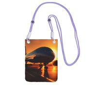 Airplane At Sunset Print Crossbody Bag For Women, Mini Phone Purses, Cute Phone Wallet, For Hiking Travel Gift