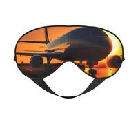 Airplane at Sunset Print Soft Eye Mask Lightweight Sleep Aid Breathable Blackout Travel Nap Yoga Meditation