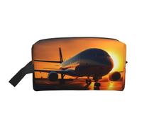 Airplane at Sunset Print Toiletry Bag for Women Travel Toiletry Bag, Spacious Capacity Cosmetic Bag for Men