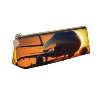 Airplane at Sunset Print Triangular Pencil Case Pouch Large-Capacity Stationery Organizer Office Accessory