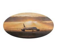Airplane at Sunset Round Area Rug Non Slip Backing Doormat Water Absorbent Plush Throw Low-Pile Non-Slip Floor Mat Carpet for Living Room Bedroom Entryway Nursery Room 80 * 80cm