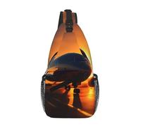 Airplane At Sunset Sling Chest Bag - Slim Sling Backpack For Men Women Lightweight Travel Shoulder Bag Crossbody Casual Daypack