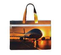 Airplane At Sunset Zippered Document Bag With Handle For Carrying Paper Files Books Filing Folder