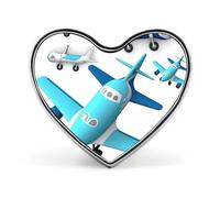 Airplane Badges Heart with Button Design, Personalized Picture Pin Brooches, Heart Badge Holders for Decorate Hat Shirt Clothing Bag Accessories