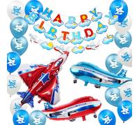 Airplane Birthday Decorations Set - Plane Party Banner Balloons for Home School Kids Party Supplies