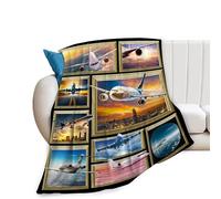Airplane Blanket Aviation Throw Blanket Soft Fleece Flannel Bedding Plane Pilot Gifts for Men Pilots Boys Girls Lovers Adults Stuff Plush for Couch Sofa Bed Room Decor 60"X80"