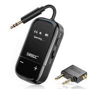 Airplane Bluetooth 5.3 Adapter,Airfly Bluetooth Transmitter for Headphones | for 2 AirPods, Support APTX Low Latency, 3.5mm AUX Wireless Audio Transmitter for TV, Travel, Flights, Airline, Gym (Black)