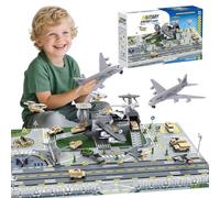 Airplane Car Toy Set Military Transport Cargo with Vehicle Soldier Helicopter Combat Toy Aircraft Model Toys Playset withVehicles Accessories Army Men Base Play Map for Kids Boys Girls Age 3+