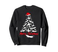 Airplane Christmas Tree Funny Santa Hat Airplane Pilot Xmas Sweatshirt