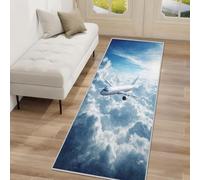 Airplane Cloud Hallway Runner Rug, Aviation Theme Carpet Runner Non-Slip Washable Soft Short Pile Rug for Entryway Kitchen Bedroom Home Decor, 50x150cm Rf5V14a
