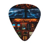 Airplane Cockpit. 12 Pcs Guitar Picks, 0.46mm/0.71mm/0.96mm Thickness, Guitar Plectrum With Storage Case For Acoustic-Electric Guitar Ukulele Bass
