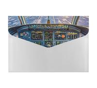 Airplane Cockpit and Sunrise File Folder 6-Pocket, Waterproof Accordion File Organizer with Snap Closure, Expanding Document Holder for Office, Home