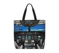 Airplane Cockpit Basic Models Tote Bag With Zipper With Inner Pockets,Laptop Work Tote Bag For Sport,Travel