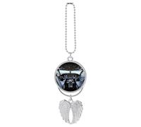 Airplane Cockpit Car Hanging Ornament Rear View Mirror Pendant Cute Car Mirror Aesthetic Decor Funny Auto Pendant Auto Charms Gifts for Men Women Silver-style