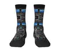 Airplane Cockpit Color-Clash Mid-Calf Socks â€“ Bold Full-Print Design With Black Toe Contrast For Unmatched Style And Comfort