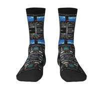 Airplane Cockpit Color-Clash Mid-Calf Socks â€“ Bold Full-Print Design With Black Toe Contrast For Unmatched Style And Comfort