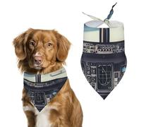 Airplane Cockpit Dog Bandana Triangle Dog Scarf Washable Polyester Dog Bibs Cute Pet Bandana for Medium Large Dogs Puppy and Cats