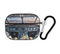 Airplane Cockpit Earbuds Organizer Shockproof Protective Airpods Pro Cover with Carabiner Clip Anti Fall Carrying Earphone Case Cover for Airpods Pro 2nd Generation Black